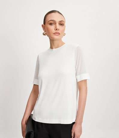 Blusa en Viscosa con Puntos de Brillo en la Manga Corta 1