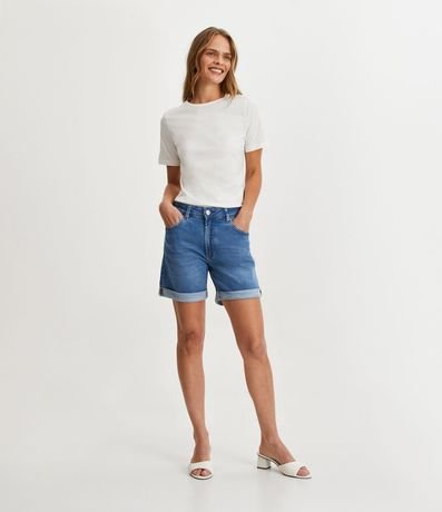 Bermuda Jeans con Elastano y Bajo Plegado 1