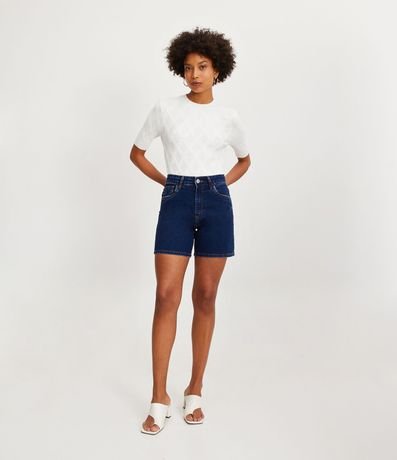 Short Jeans Clássico con Cintura Média