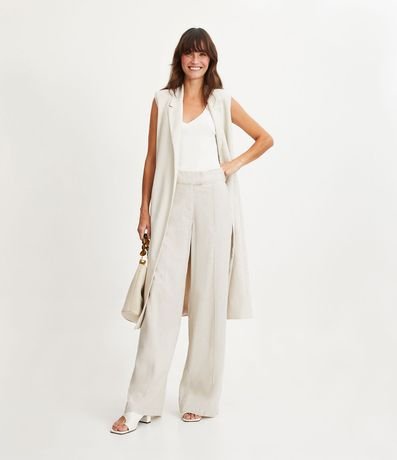Pantalón Pantalona en Lino con Cintura Traspasada 1