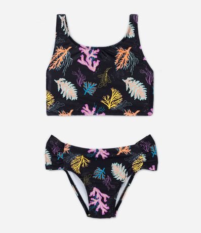 Bikini Infantil Texturizado y Estampado de Fondo del Mar - Talle 5 a 14 años 1