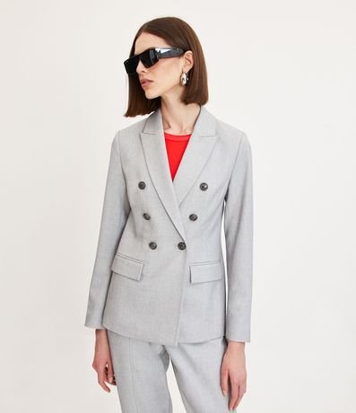 Blazer Melange con Solapa Aplicadas y Cruzado