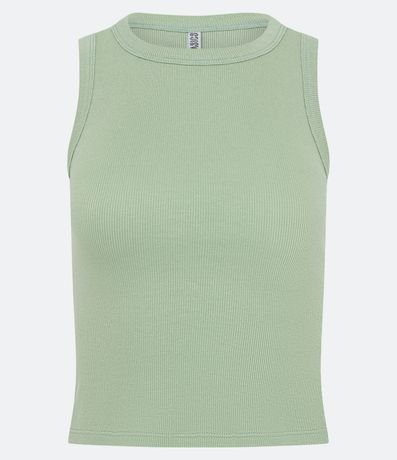Blusa Cropped sin Manga en Ribana con Cuello Redondo 7