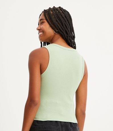 Blusa Cropped sin Manga en Ribana con Cuello Redondo 4