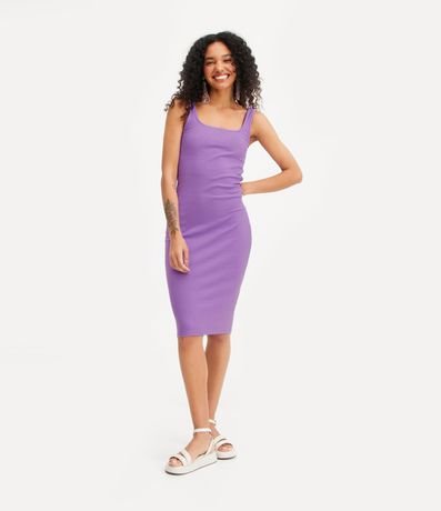 Vestido Midi Básico con Escote Cuadrado 2