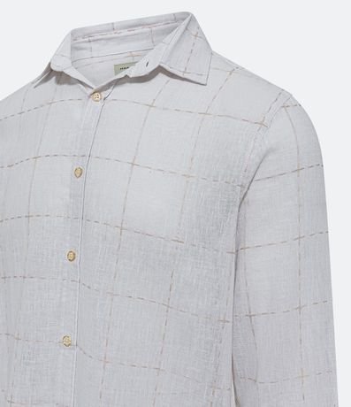 Camisa Regular en Lino con Estampa de Cuadros 2