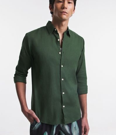 Camisa Comfort Básica en Lino Manga Larga 4