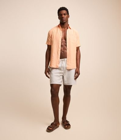 Camisa Comfort Básica en Lino con Bolsillo Delantero 2