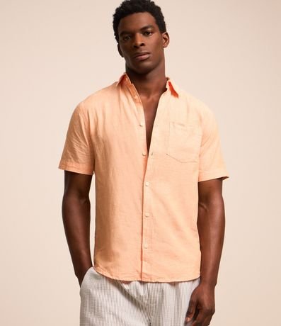 Camisa Comfort Básica en Lino con Bolsillo Delantero 4