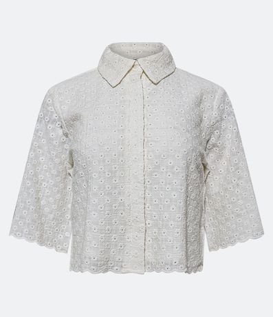 Camisa en Laise con Textura de Flores y Bajo Ondulado 5