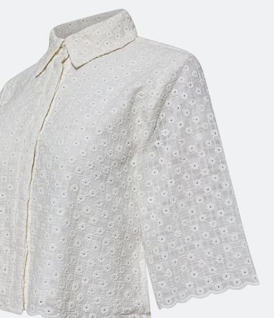 Camisa en Laise con Textura de Flores y Bajo Ondulado 6