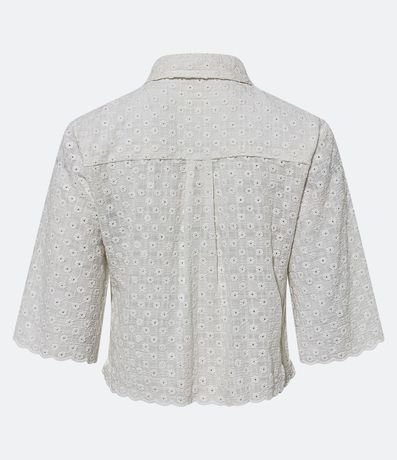 Camisa en Laise con Textura de Flores y Bajo Ondulado 7