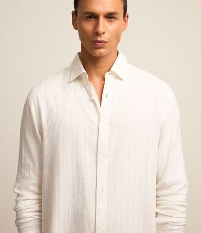 Camisa Regular en Tricolina con Textura Rayada 3