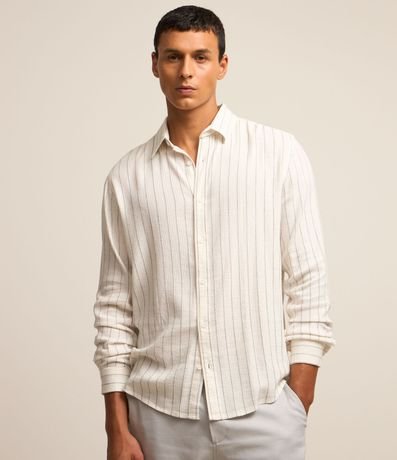 Camisa Regular en Tricolina con Textura Rayada 2