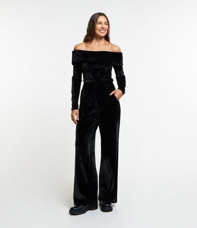 Pantalón Pantalona en Terciopelo con Pliegas