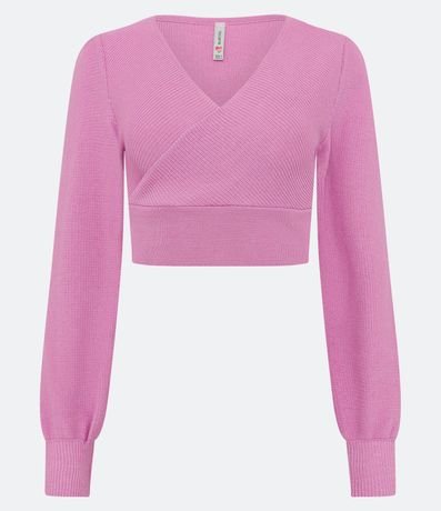 Blusa Cropped en Malla Texturizada con Manga Larga Abullonada 5