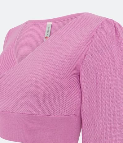 Blusa Cropped en Malla Texturizada con Manga Larga Abullonada 6