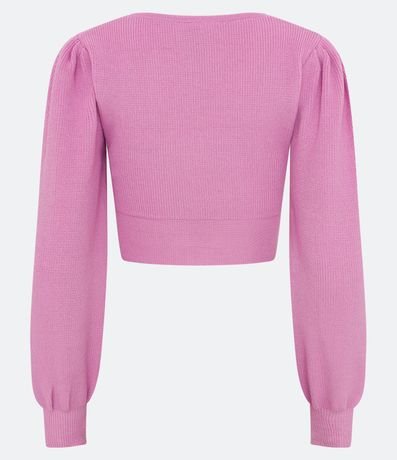 Blusa Cropped en Malla Texturizada con Manga Larga Abullonada 7