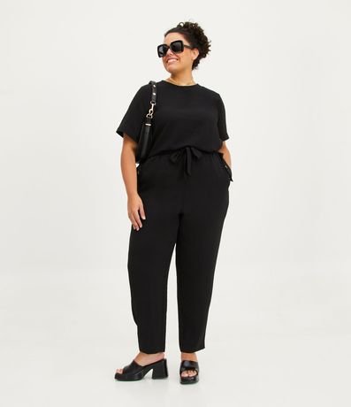 Pantalón Zanahoria en Crepé con Lazo en la Cintura Curve & Plus Size