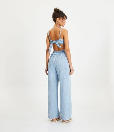 Mono Largo en Jeans con Recorte Lateral y Lazo en la Espalda 2