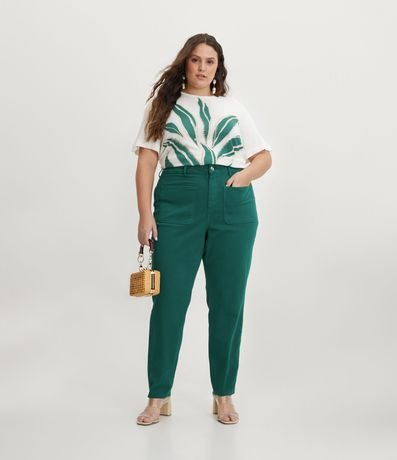 Pantalón Mom en Sarga con Bolsillos Delanteros Curve & Plus Size