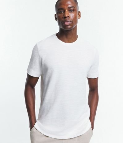 Remera Regular en Media Malla con Textura Diferenciada