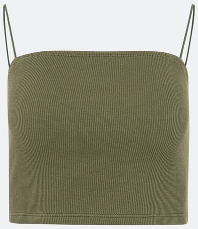 Blusa Cropped de Tirantes en Rib Texturizada 5