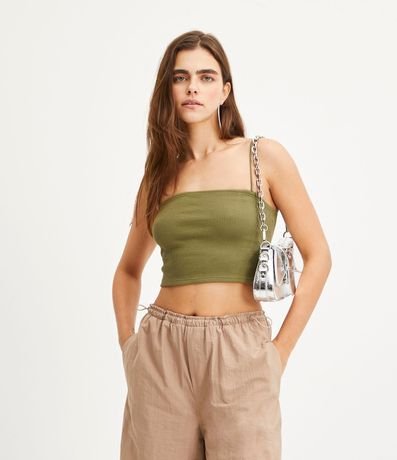 Blusa Cropped de Tirantes en Rib Texturizada 1