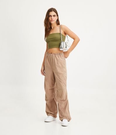 Blusa Cropped de Tirantes en Rib Texturizada 2