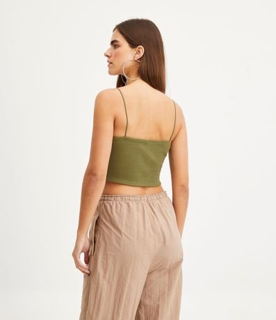 Blusa Cropped de Tirantes en Rib Texturizada 3
