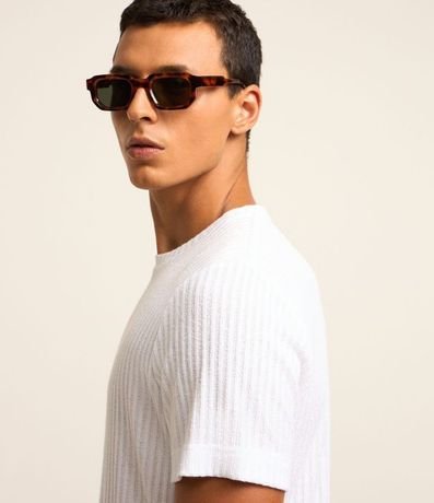 Remera Regular con Textura Acanalada y Bajo Ancho 4