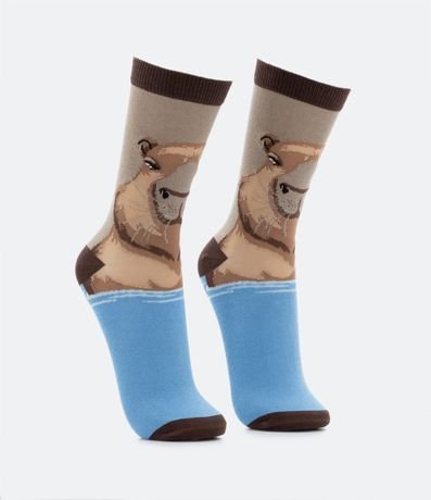 Media Caña Larga en Algodón con Estampado de Carpincho 2