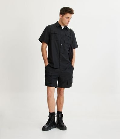 Camisa Oversized en Rip Stop con Bolsillos Tácticos 2