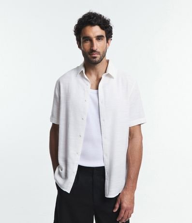 Camisa Comfort en Algodón Texturizado con Rayas