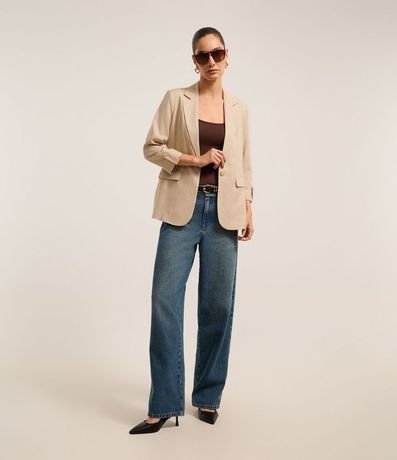 Blazer Alargado en Lino con Mangas Plegadas 2