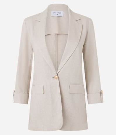 Blazer Alargado en Lino con Mangas Plegadas 6
