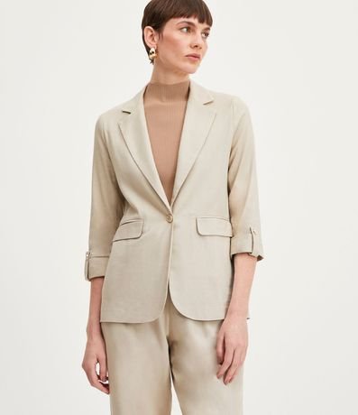 Blazer Alargado en Lino con Mangas Plegadas 3