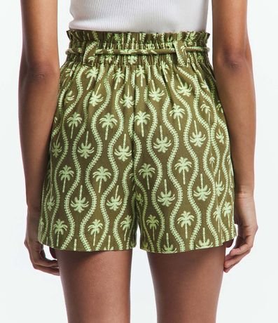 Short Clochard Cintura Média en Viscolino con Estampa de Cocoteros 3