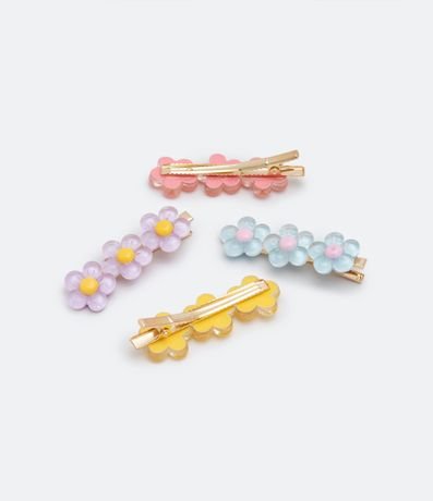 Kit 04 Pinzas para el Pelo Infantil con Flores Transparentes 2