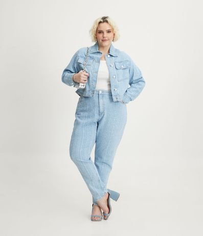 Pantalón Mom Jeans con Textura Deshilachada Curve & Plus Size 1