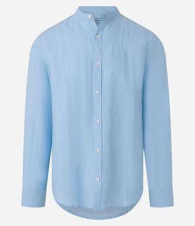 Camisa Manga Larga en Lino con Cuello Mao 6
