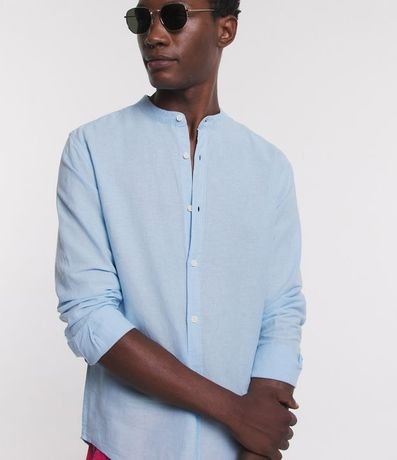 Camisa Manga Larga en Lino con Cuello Mao 5