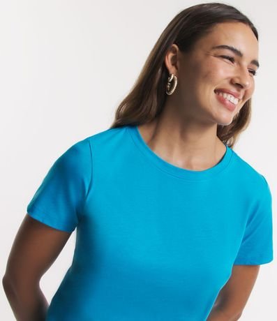 Blusa Alargada Básica en Algodón con Cuello Redondo y Manga Corta 4