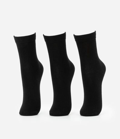 Kit 03 Medias Caño Mediano en Algodón sin Costura y con Textura Acanalada