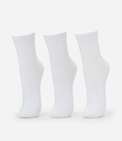 Kit 03 Medias Caño Mediano en Algodón sin Costura y con Textura Acanalada