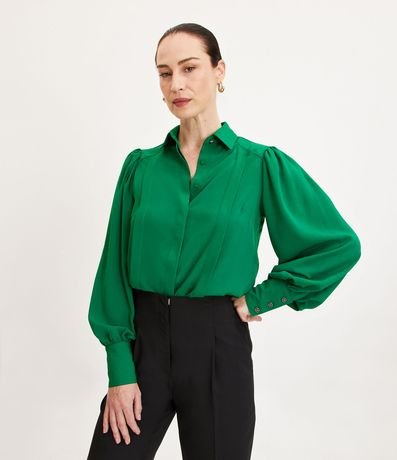 Camisa con Manga Abullonada y Puño Ancho