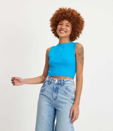 Blusa Musculosa Cropped en Viscosa Acanalada 2