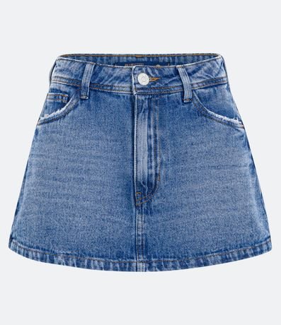 Short Pollera en Jeans Tiro Alto con Bolsillos Deshilachados 5