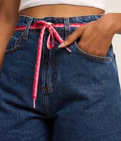 Short Mom Jeans Cintura Alta con Cordón 4