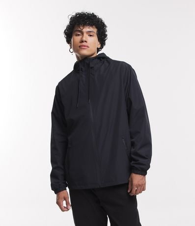 Campera Rompevientos con Capucha y Bolsillo con Cierre